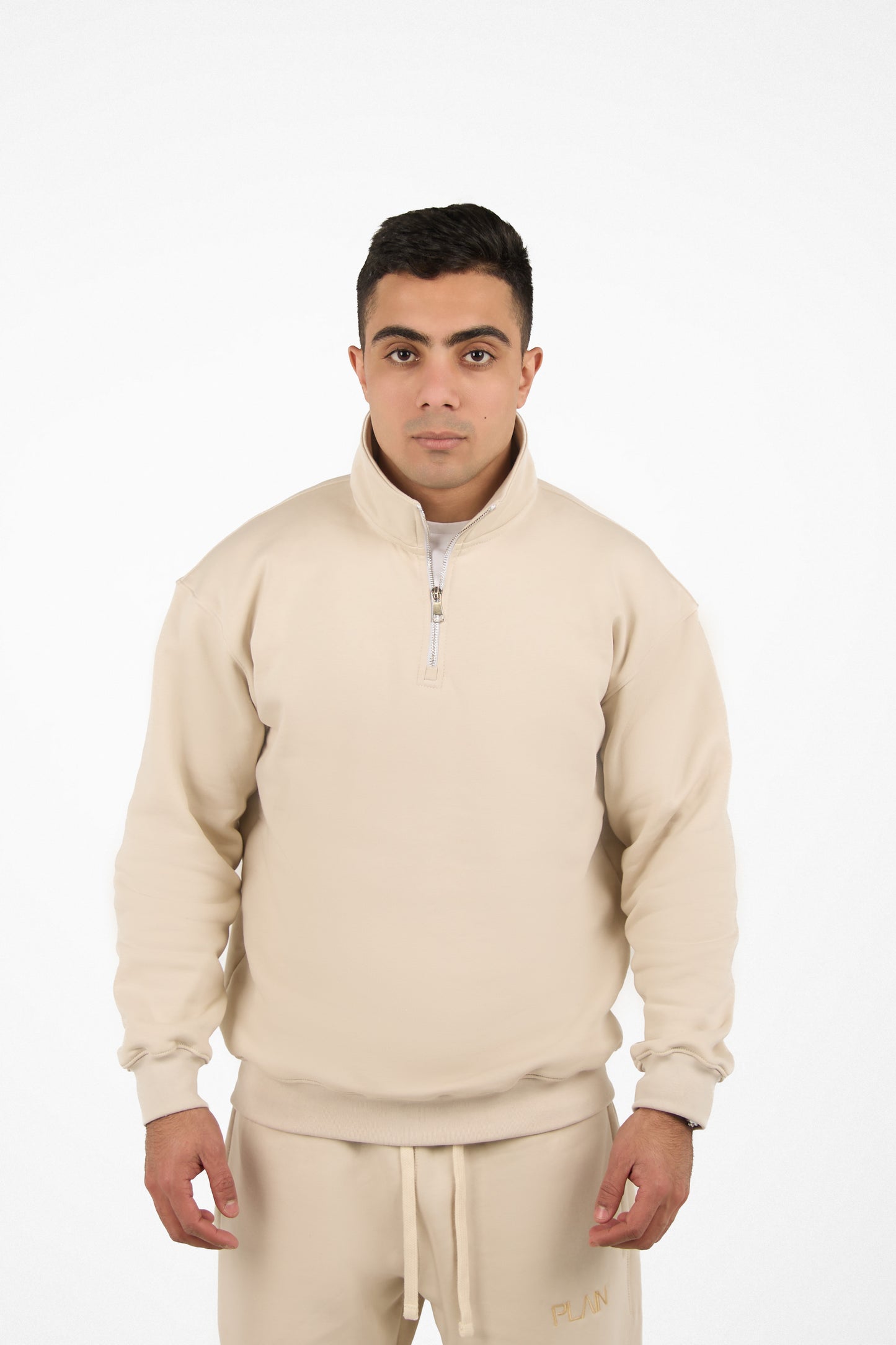 PLAIN Beige Quarter Zip